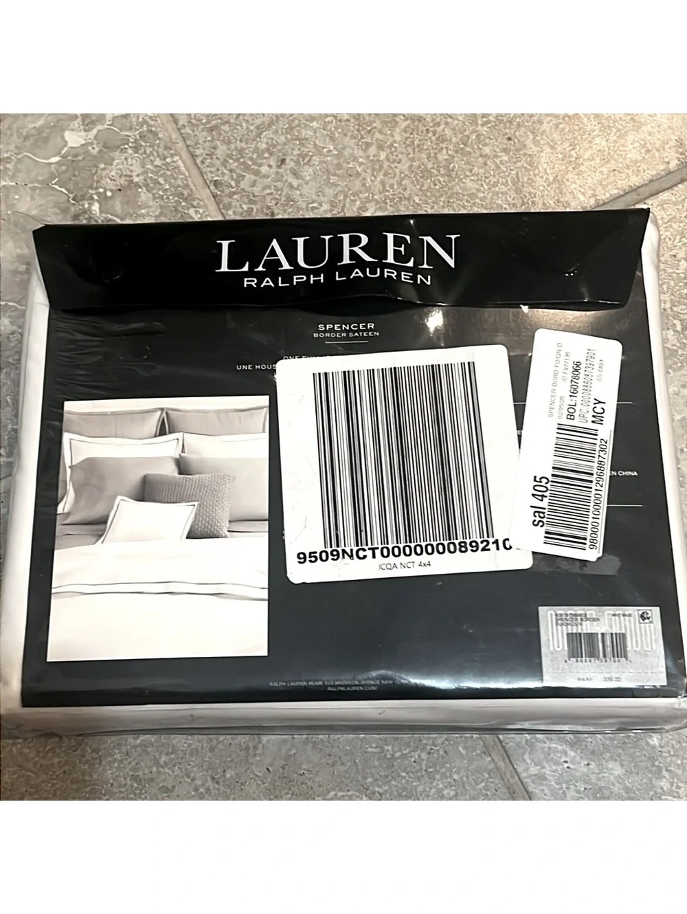 Lauren Ralph Lauren Spencer Sateen Border Duvet Cover WhiteSage, NWT, Full/Queen